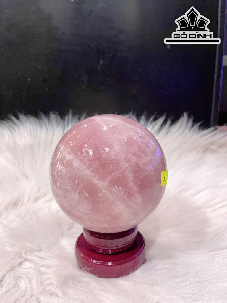 Bi Cầu Đá Thạch Anh Hồng Đường Kính Hạt 11 (cm) 1,73kg
