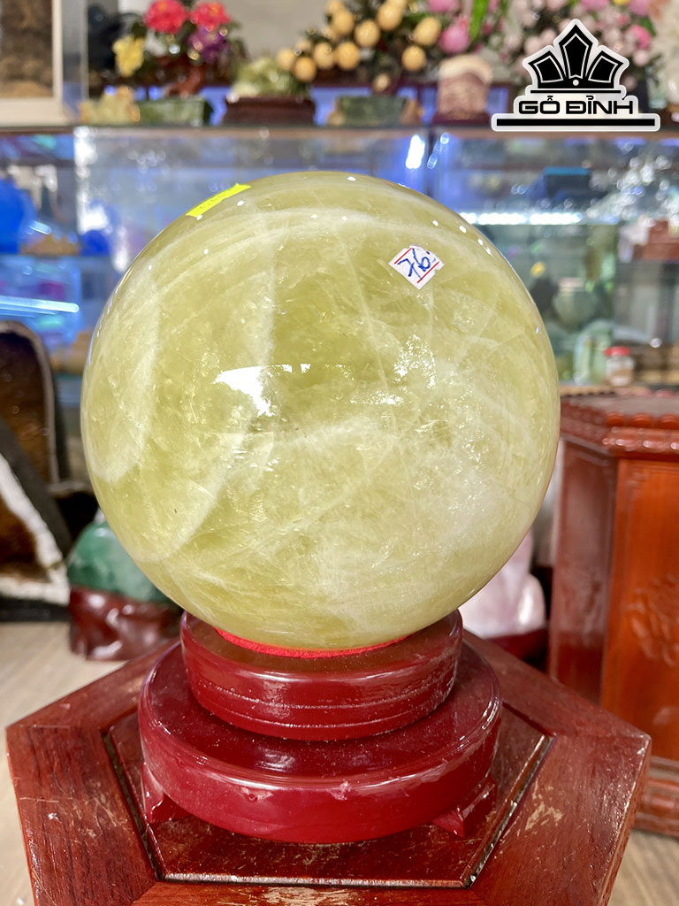 Bi Cầu Đá Thạch Anh Vàng Đường Kính Hạt 17 (cm) 7,65kg