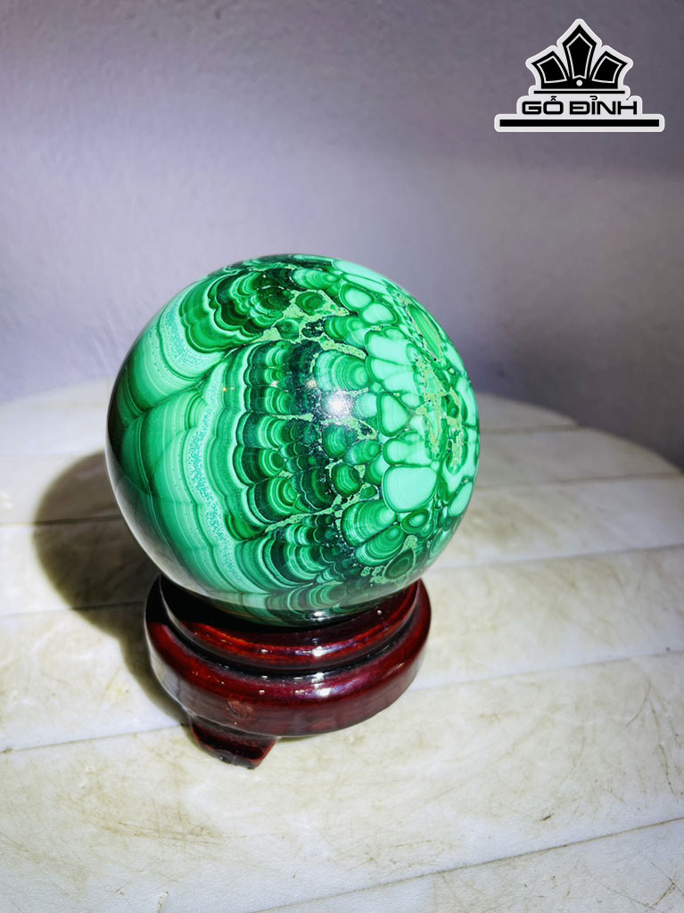 Bi Cầu Đá Malachite Đường Kính Hạt 9 (cm) 1,3kg