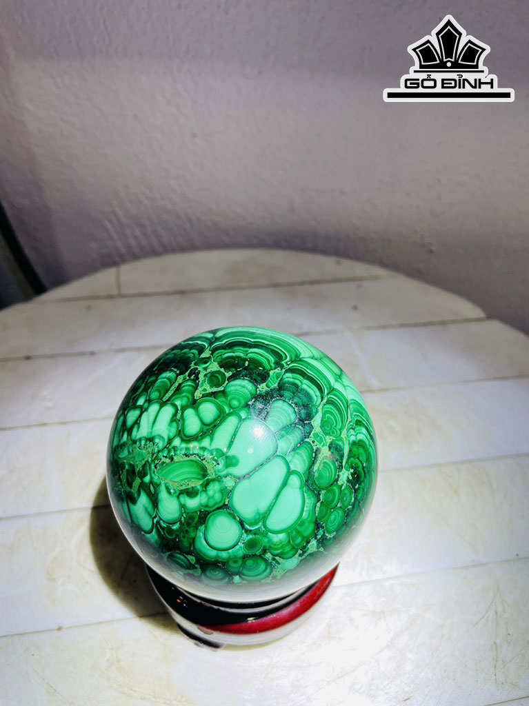 Bi Cầu Đá Malachite Đường Kính Hạt 9 (cm) 1,3kg