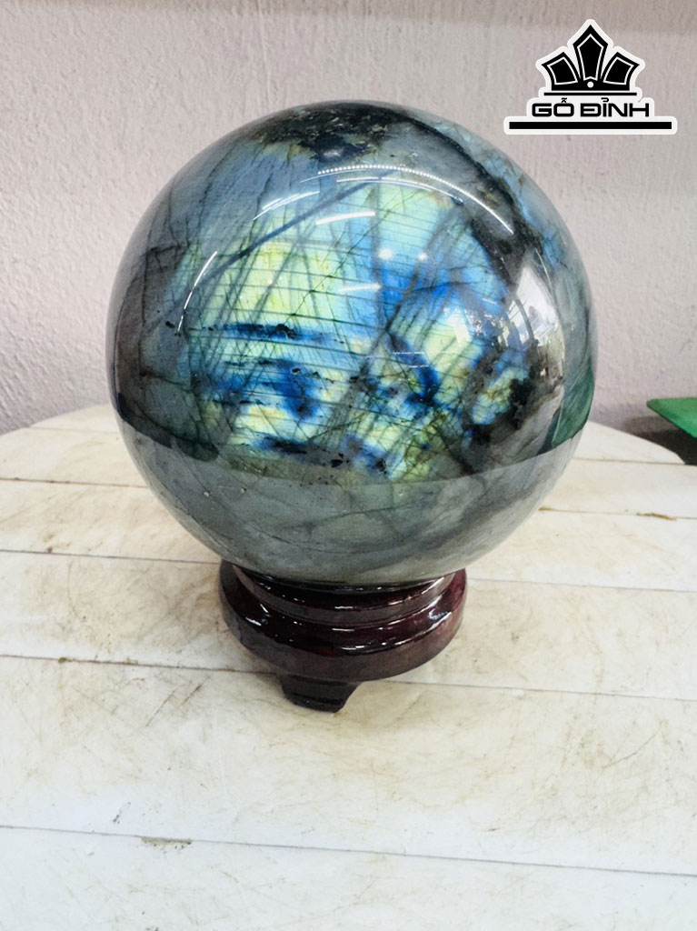 Bi Cầu Đá Xà Cừ (Labradorite) Đường Kính Hạt 13 (cm) 2,9kg