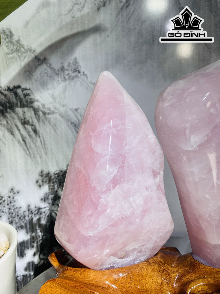 Cặp Đá Thạch Anh Hồng Cao 24 Ngang 24 (cm) 2,5kg