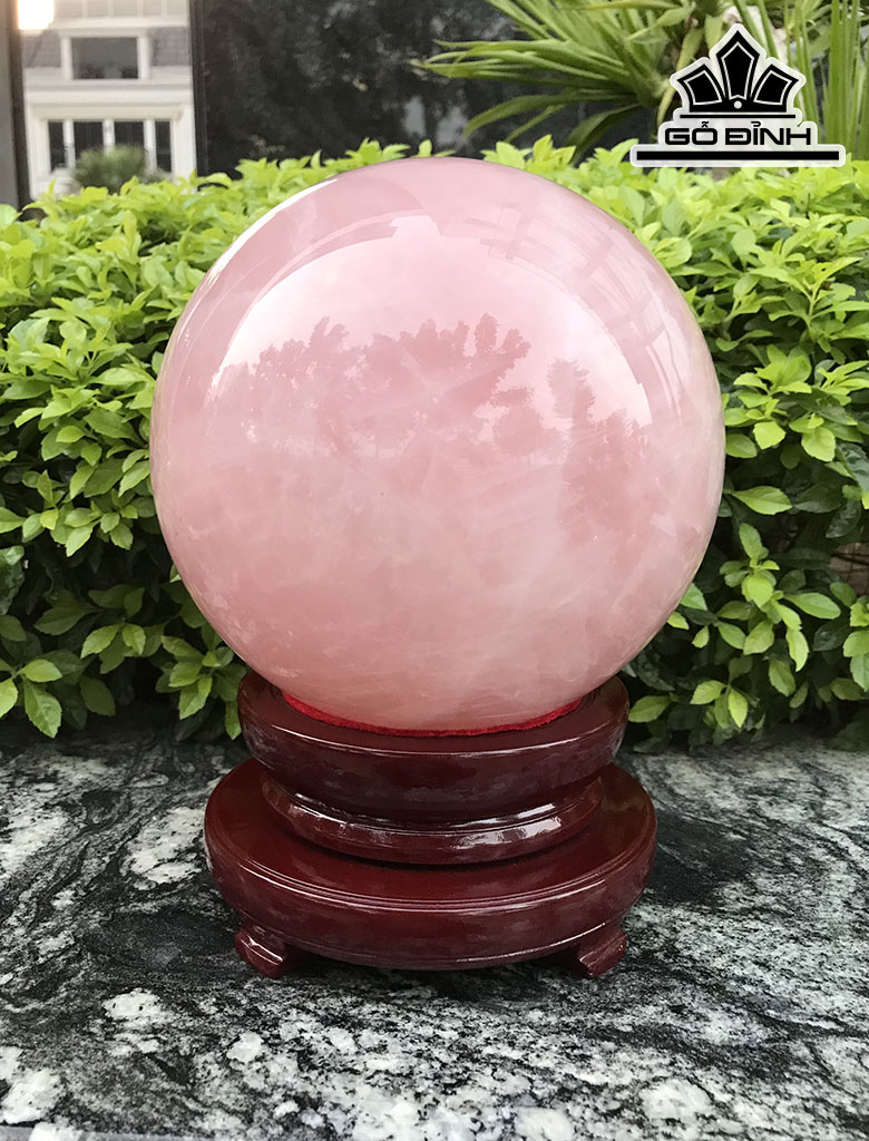 Bi Cầu Đá Thạch Anh Hồng Đường Kính Hạt 19 (cm) 9,8kg