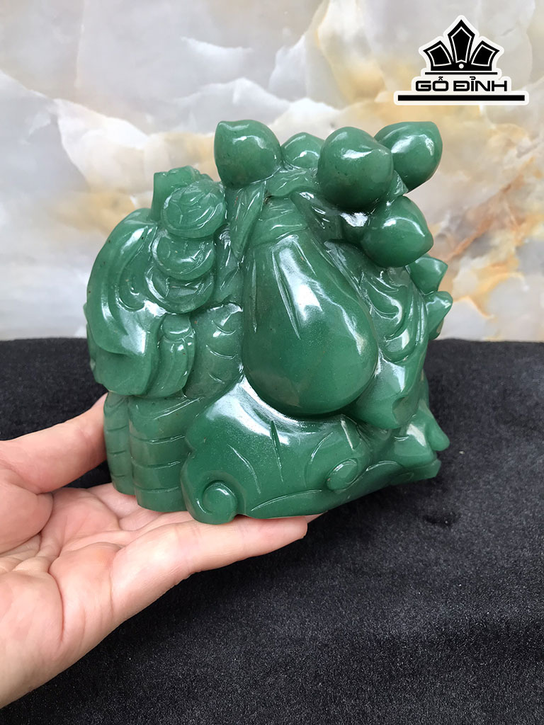 Tượng Di Lặc Đá Ngọc Đông Linh (Aventurine) Cao 12 Ngang 13 Sâu 8,5 (cm) 1,15kg