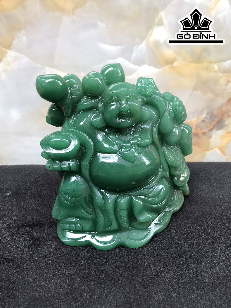 Tượng Di Lặc Đá Ngọc Đông Linh (Aventurine) Cao 12 Ngang 13 Sâu 8,5 (cm) 1,15kg
