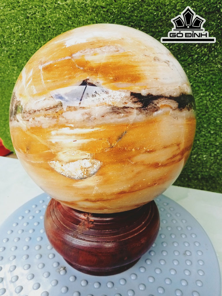 Bi Cầu Gỗ Hóa Ngọc Đường Kính Hạt 16,5 (cm) 4,2kg