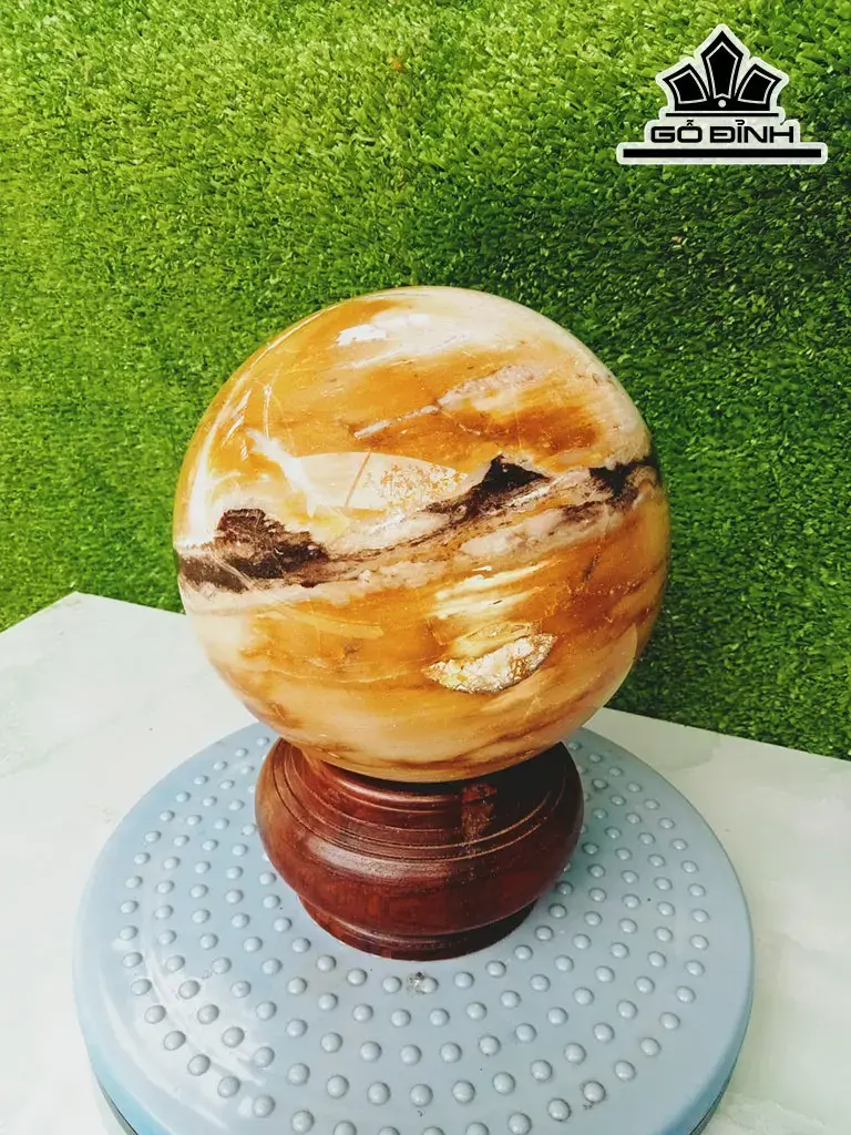 Bi Cầu Gỗ Hóa Ngọc Đường Kính Hạt 16,5 (cm) 4,2kg