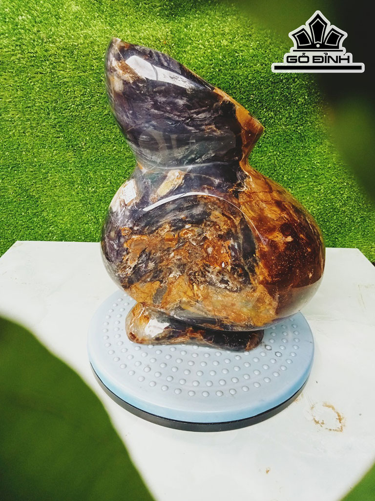 Tác Phẩm Bình Nghệ Thuật Gỗ Hóa Ngọc Cao 28 Ngang 22 (cm) 7,5kg