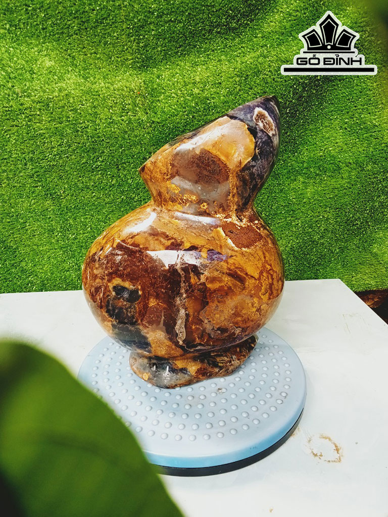 Tác Phẩm Bình Nghệ Thuật Gỗ Hóa Ngọc Cao 28 Ngang 22 (cm) 7,5kg