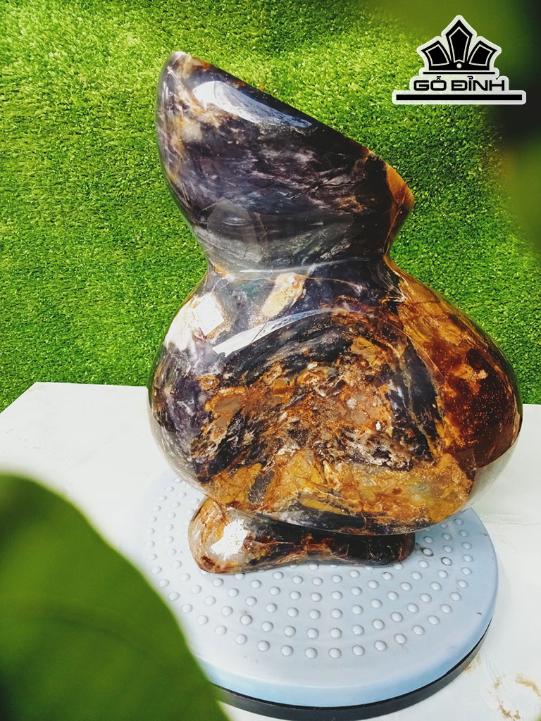 Tác Phẩm Bình Nghệ Thuật Gỗ Hóa Ngọc Cao 28 Ngang 22 (cm) 7,5kg