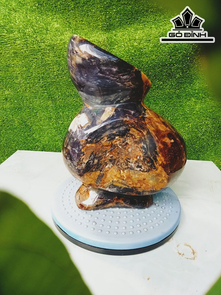 Tác Phẩm Bình Nghệ Thuật Gỗ Hóa Ngọc Cao 28 Ngang 22 (cm) 7,5kg