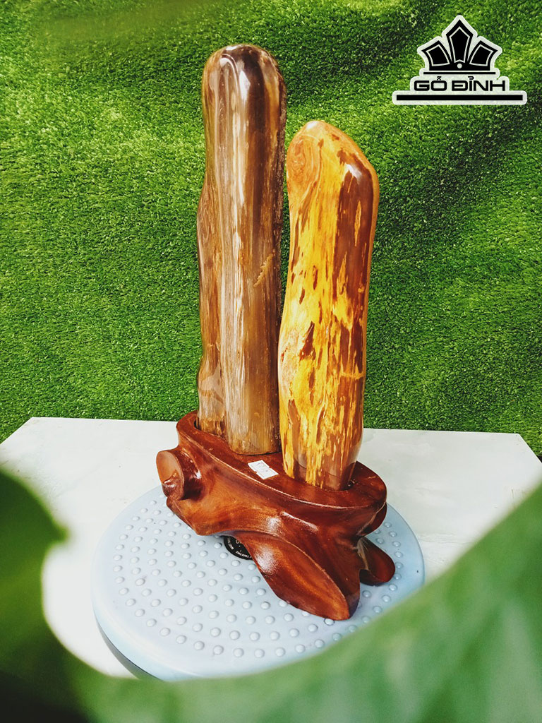 Tác Phẩm Cặp Gỗ Hóa Thạch Cao 34 Ngang 15 (cm) 3kg