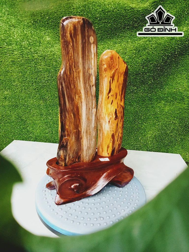 Tác Phẩm Cặp Gỗ Hóa Thạch Cao 34 Ngang 15 (cm) 3kg