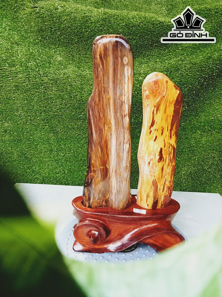 Tác Phẩm Cặp Gỗ Hóa Thạch Cao 34 Ngang 15 (cm) 3kg