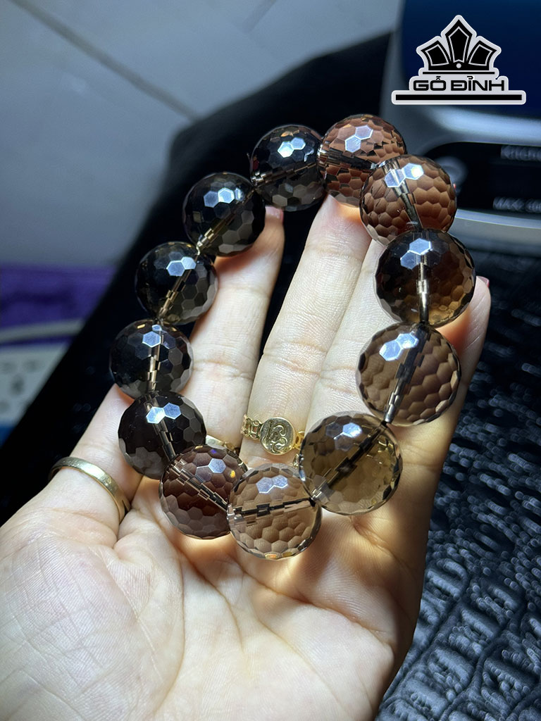 Vòng Tay Đá Thạch Anh Khói ( Smoky Quartz ) Đường Kính Hạt 20 (mm) 128g