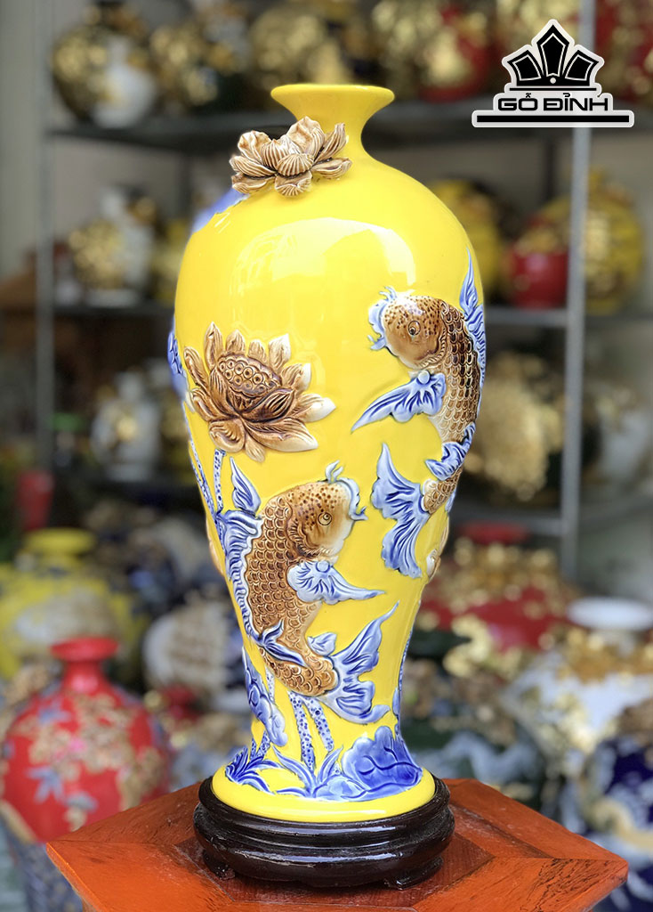 Bình Mai Sen Cá Gốm Bát Tràng Cao 42 (cm)