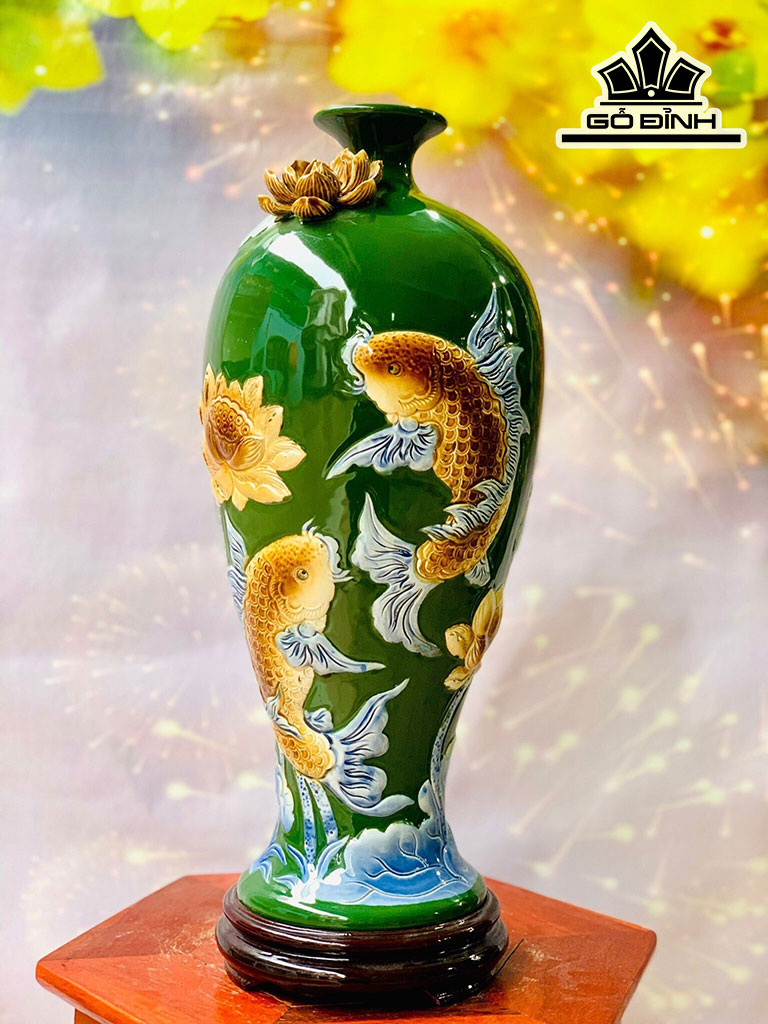 Bình Mai Sen Cá Gốm Bát Tràng Cao 42 (cm)