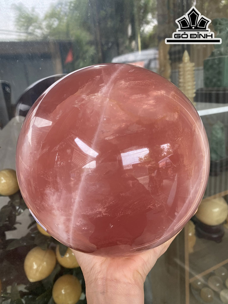 Bi Cầu Đá Thạch Anh Hồng Đường Kính Hạt 17 (cm) 8,03kg