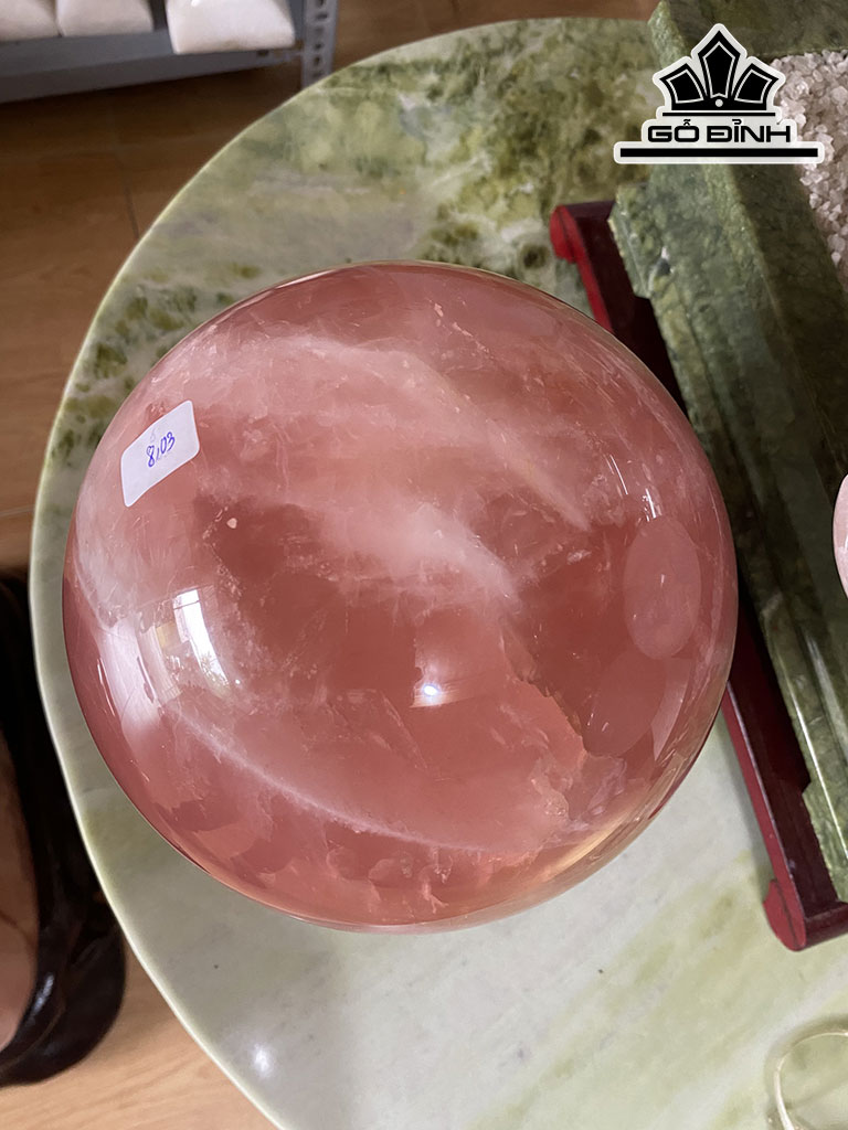 Bi Cầu Đá Thạch Anh Hồng Đường Kính Hạt 17 (cm) 8,03kg