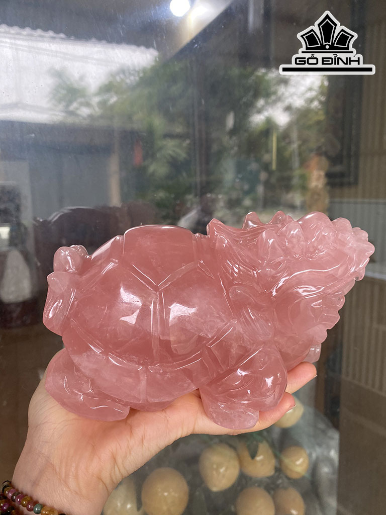 Long Quy Đá Thạch Anh Hồng Cao 17 Ngang 11 Sâu 10 (cm) 2,42kg