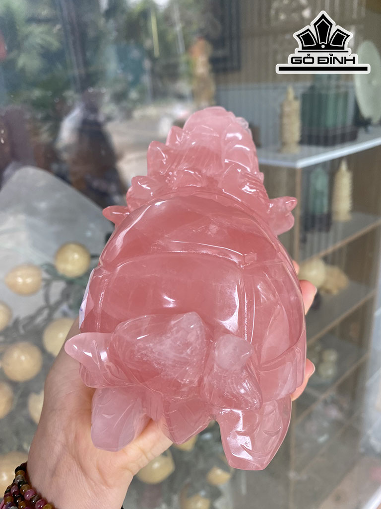 Long Quy Đá Thạch Anh Hồng Cao 17 Ngang 11 Sâu 10 (cm) 2,42kg