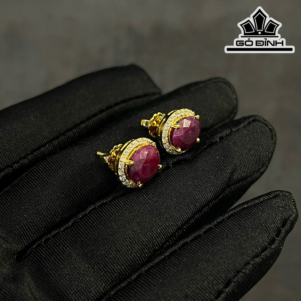 Cặp Bông Tai Đá Ruby