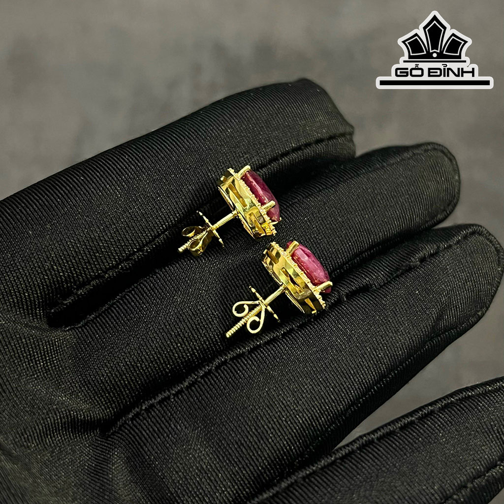 Cặp Bông Tai Đá Ruby