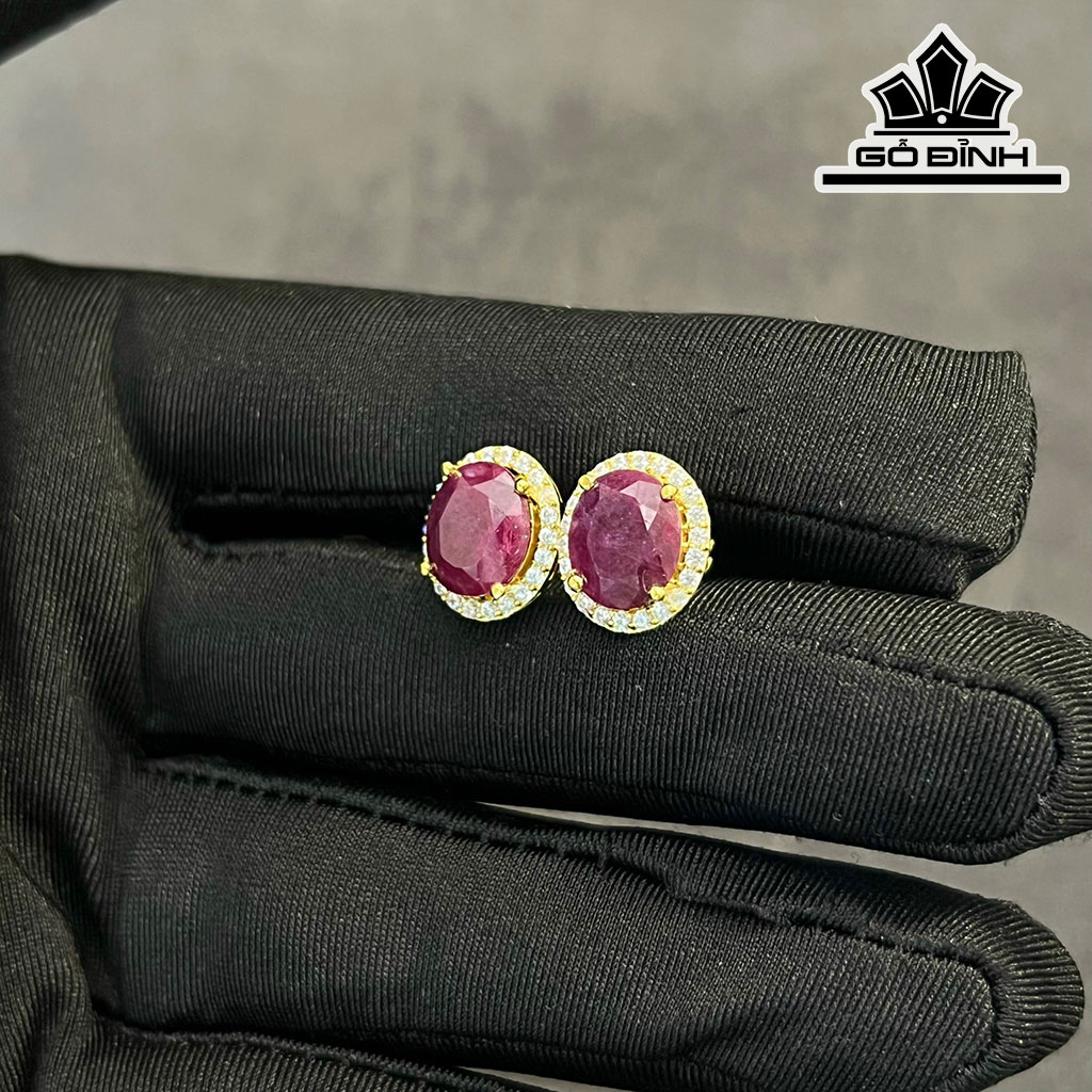 Cặp Bông Tai Đá Ruby