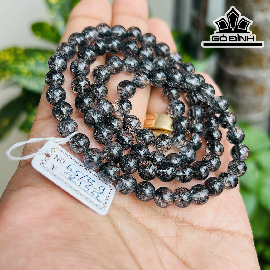 Chuỗi Đá Thạch Anh Tóc Đen Đường Kính Hạt 6,5 (mm)