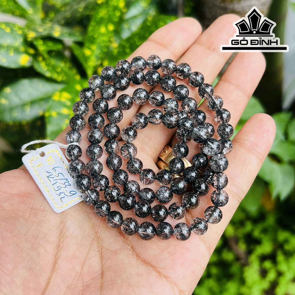 Chuỗi Đá Thạch Anh Tóc Đen Đường Kính Hạt 6,5 (mm)