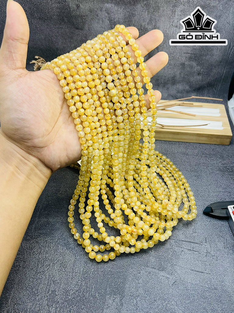 Chuỗi Đá Thạch Anh Tóc Vàng Đường Kính Hạt 6,5 (mm)