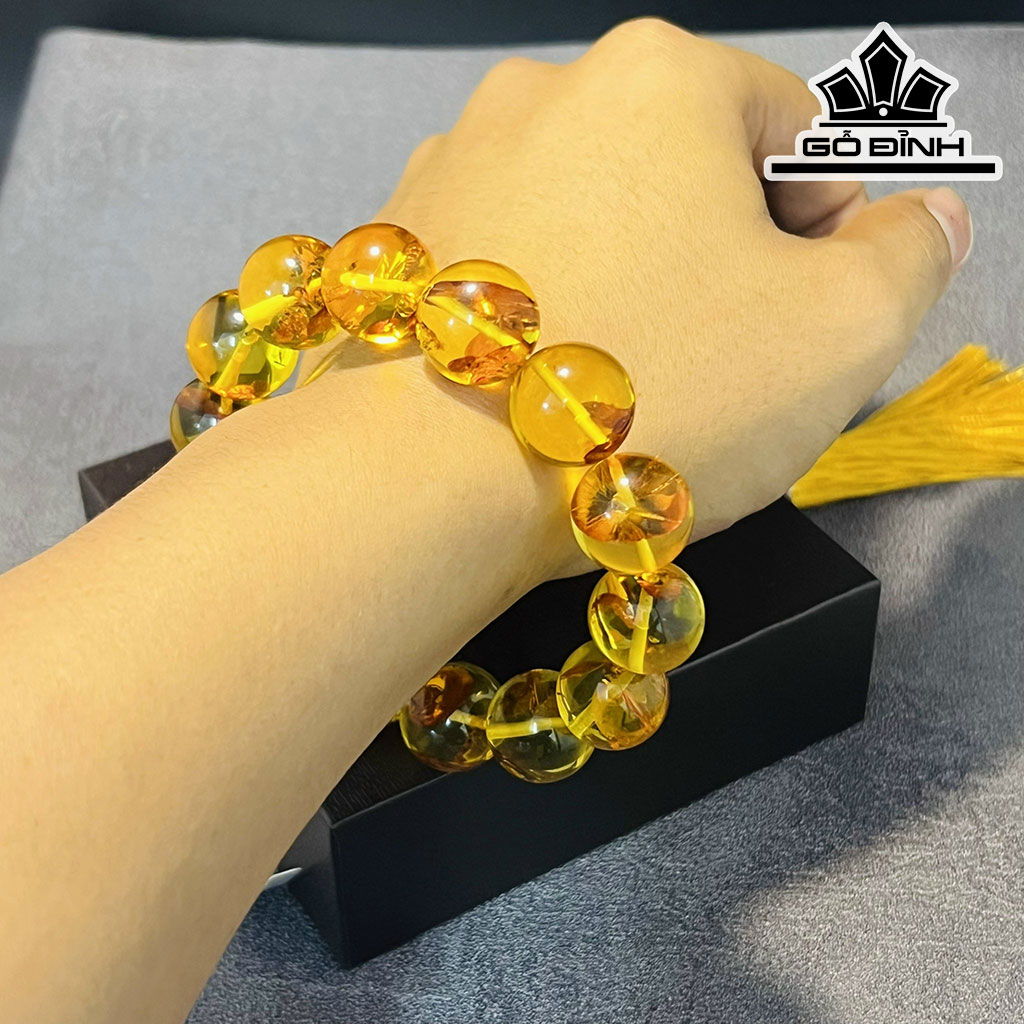 Vòng Tay Đá Hổ Phách Đường Kính Hạt 17 (cm)