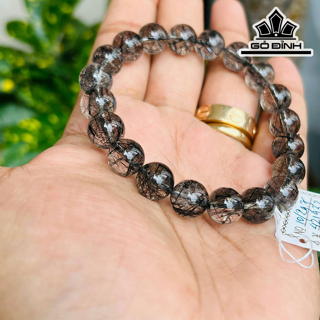 Vòng Tay Đá Thạch Anh Tóc Đen Đường Kính Hạt 10 (mm)