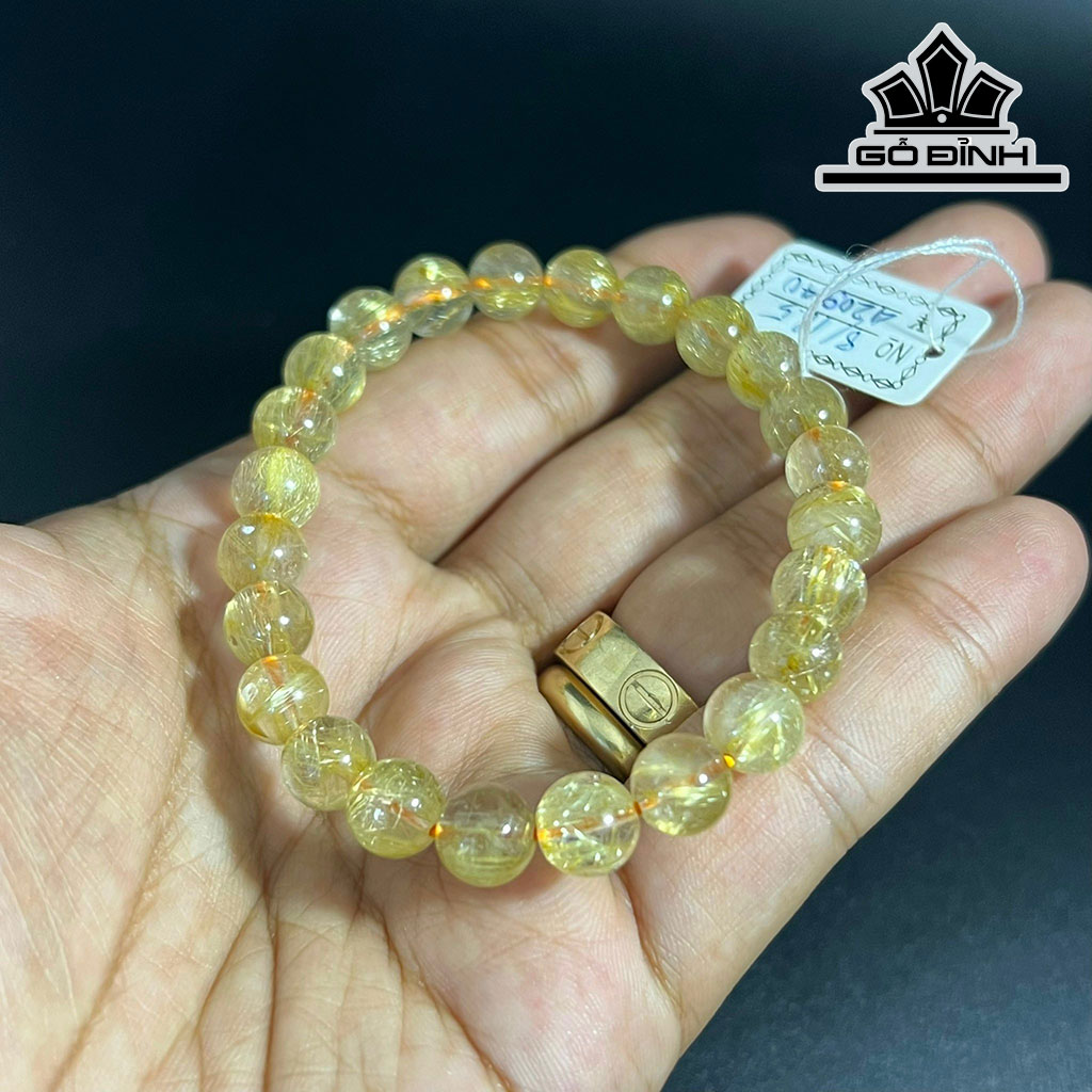 Vòng Tay Đá Thạch Anh Tóc Vàng Đường Kính Hạt 8 (mm)