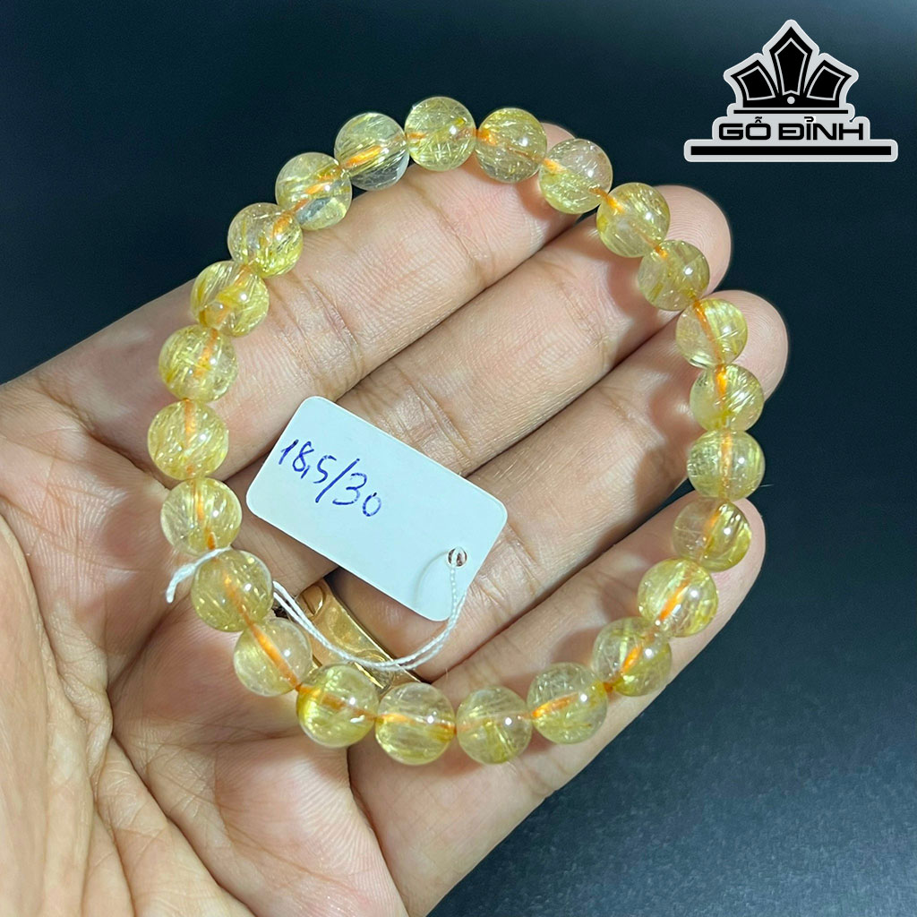 Vòng Tay Đá Thạch Anh Tóc Vàng Đường Kính Hạt 8 (mm)