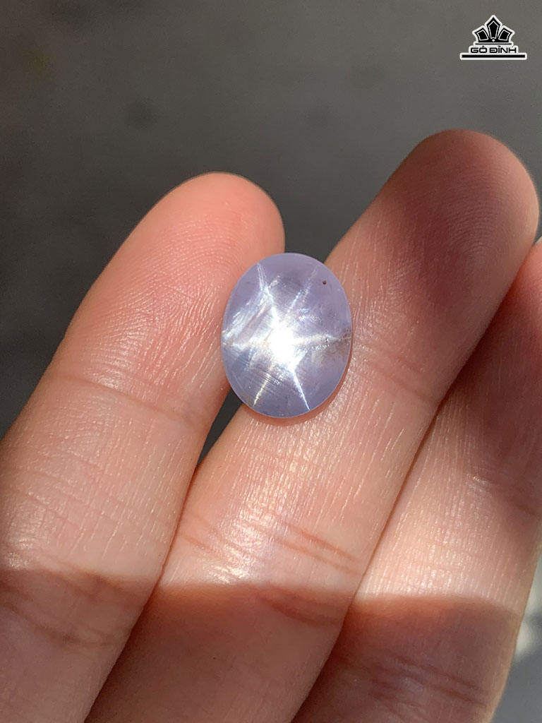 Viên Đá Sapphire Sao Trắng Cao 13,8 Ngang 10,8 Sâu 6 (mm) 7,7cts