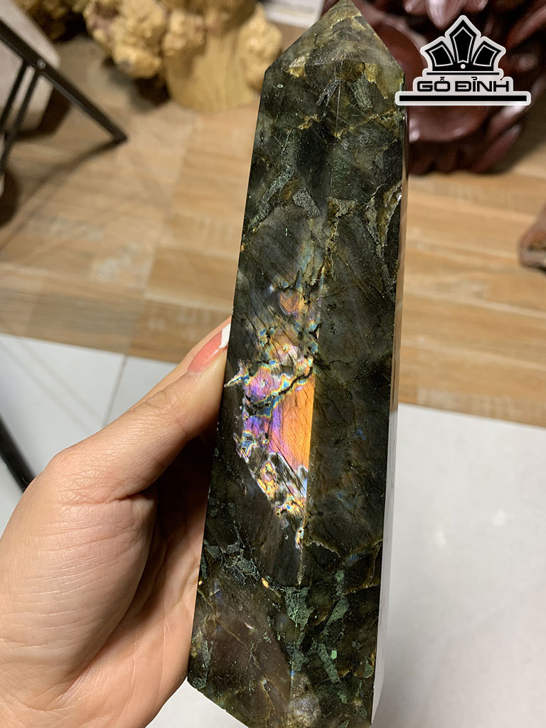 Trụ Đá Đá Xà Cừ (Labradorite) Cao 20 Ngang 6 (cm) 0,8kg