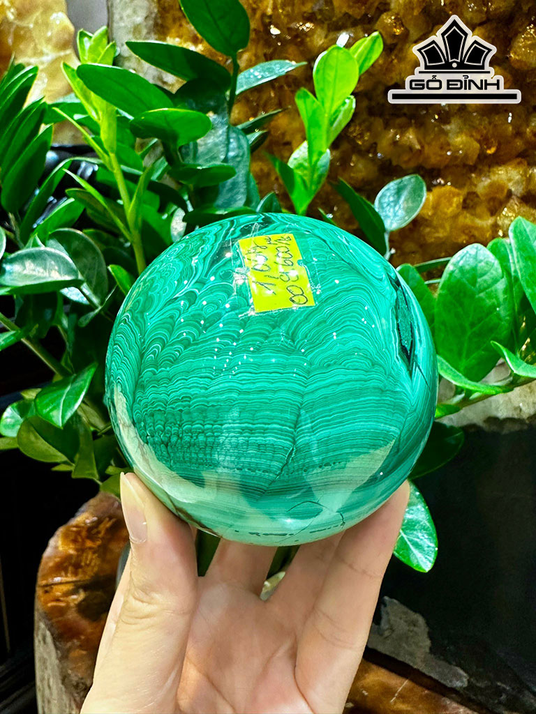 Bi Cầu Đá Malachite Đường Kính Hạt 8,5 (cm) 1,06kg