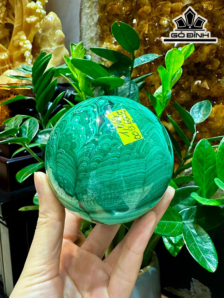 Bi Cầu Đá Malachite Đường Kính Hạt 8,5 (cm) 1,06kg