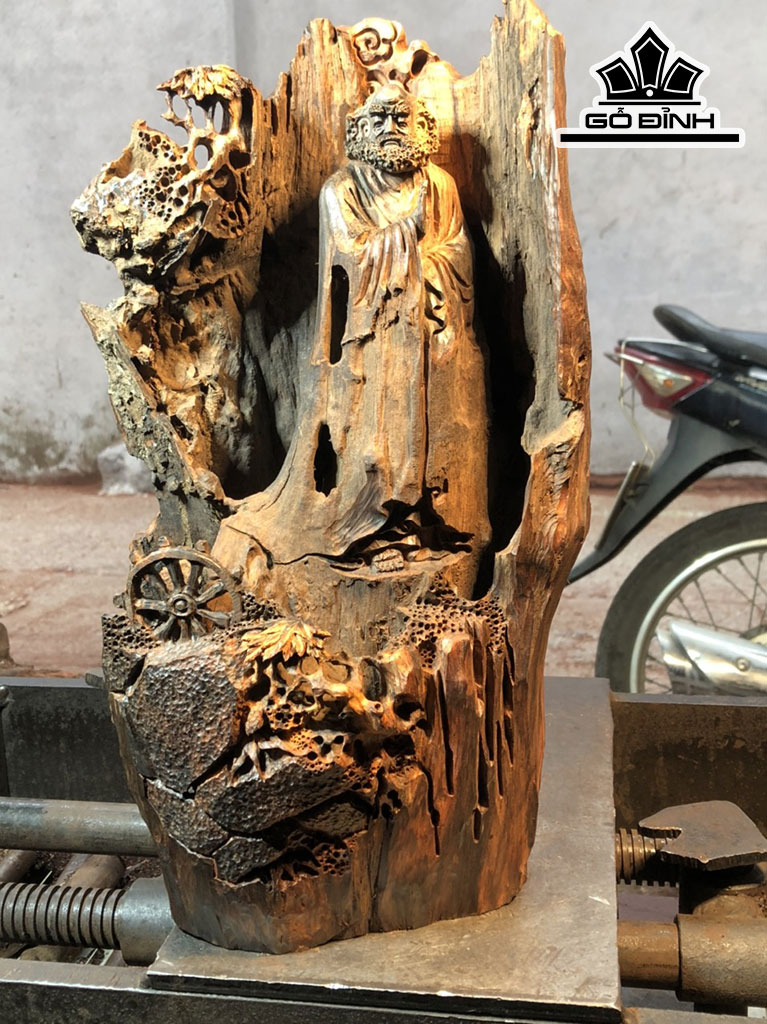 Tượng Bồ Đề Hoài Cố Hương Gỗ Trắc Cao 38 Ngang 22 Sâu 16 (cm)