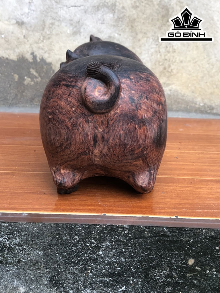 Tượng Heo Gỗ Trắc Cao 14 Ngang 25 Sâu 10 (cm)