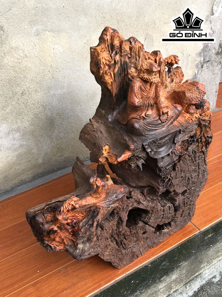 Tượng Huệ Khả Bái Sư Gỗ Trắc Cao 42 Ngang 40 Sâu 16 (cm)