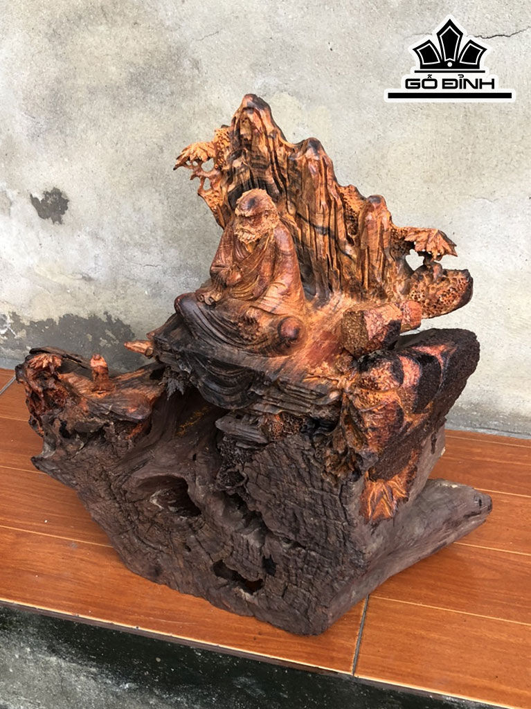 Tượng Huệ Khả Bái Sư Gỗ Trắc Cao 42 Ngang 40 Sâu 16 (cm)