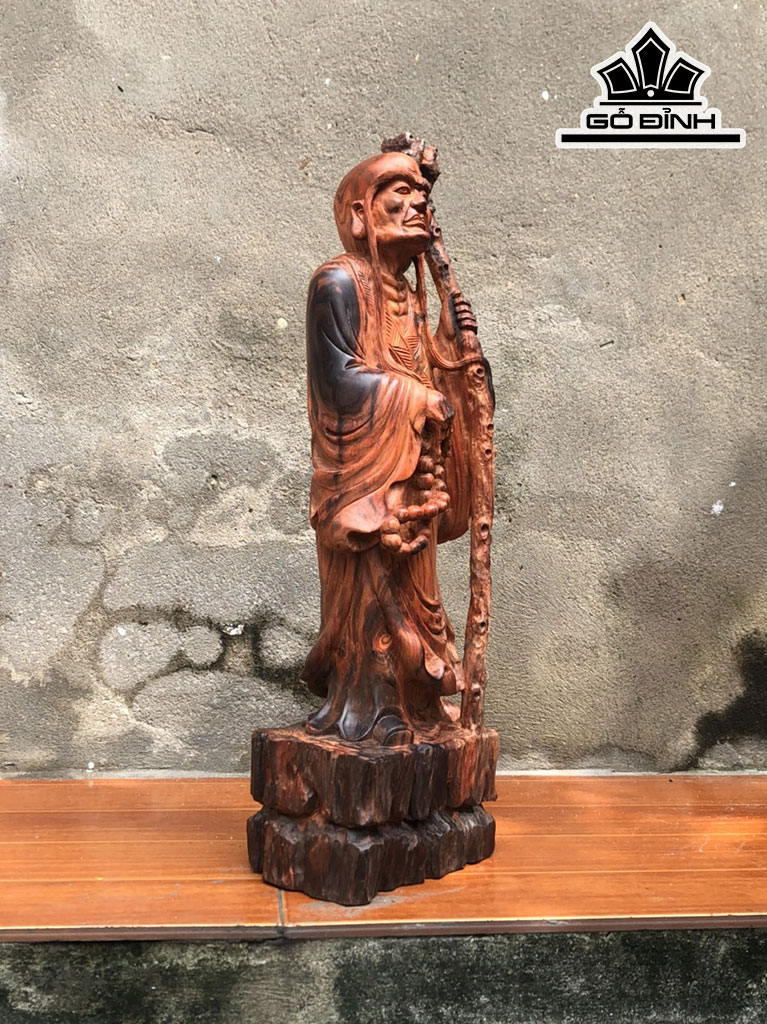 Tượng La Hán Trường My Gỗ Trắc Cao 50 Ngang 15 Sâu 13 (cm)