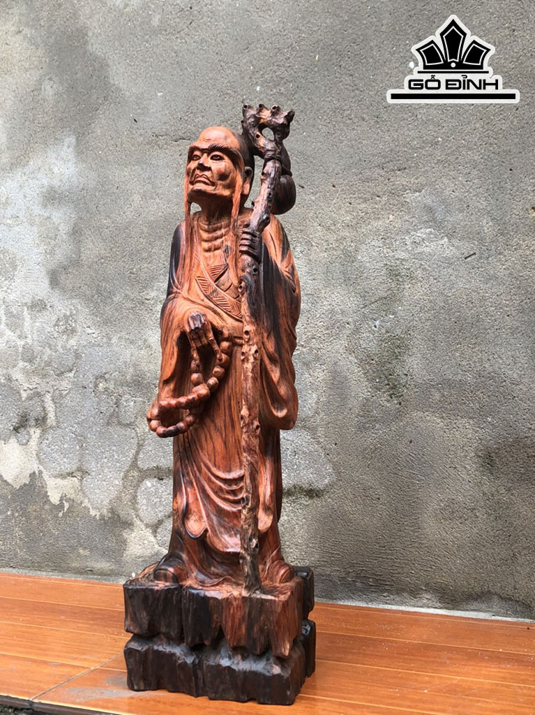 Tượng La Hán Trường My Gỗ Trắc Cao 50 Ngang 15 Sâu 13 (cm)