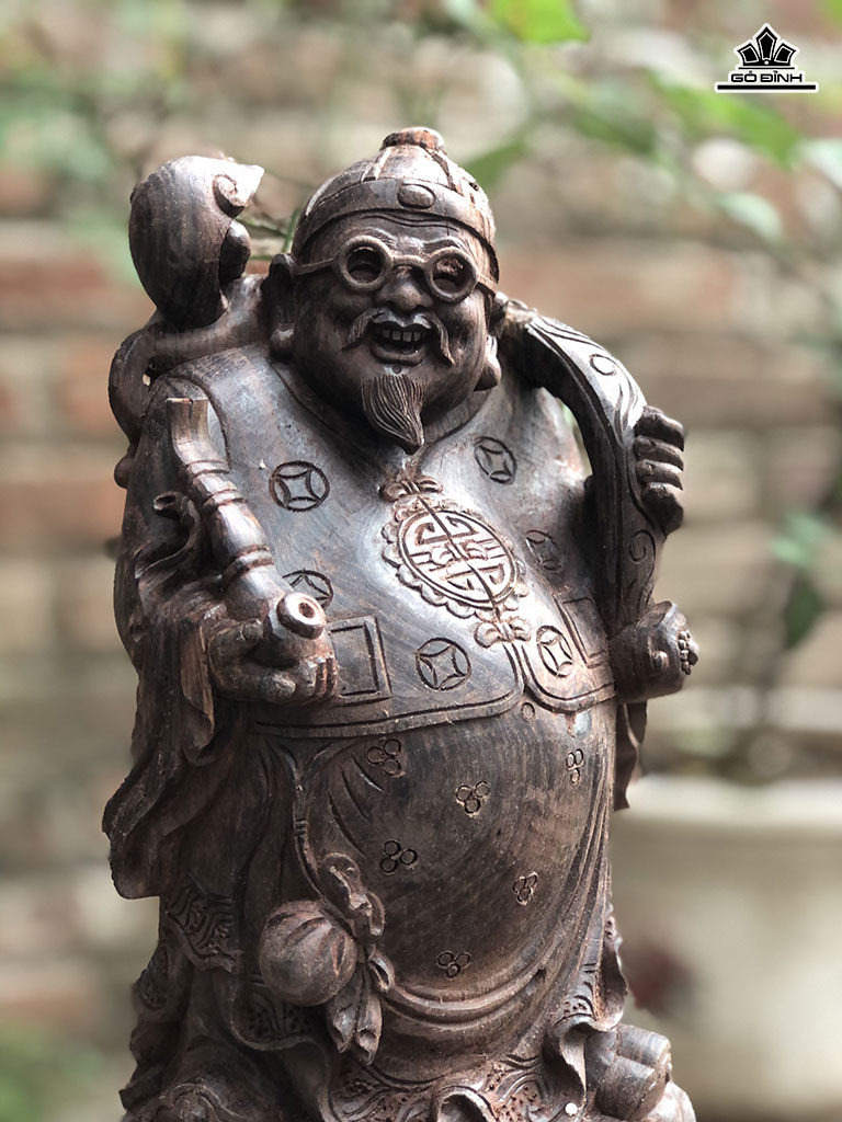 Tượng Lão Thương Gia Gỗ Trắc Cao 33 Ngang 14 Sâu 13,5 (cm)