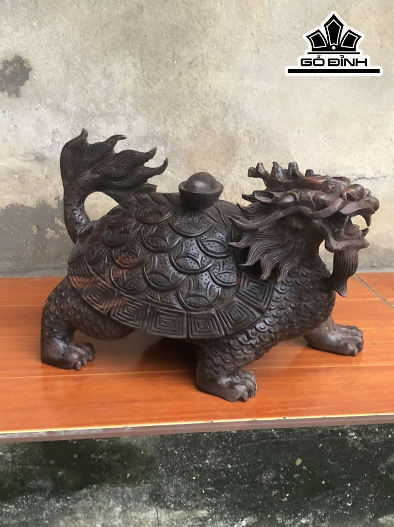 Tượng Long Quy Gỗ Trắc Cao 20 Ngang 30 Sâu 18 (cm)