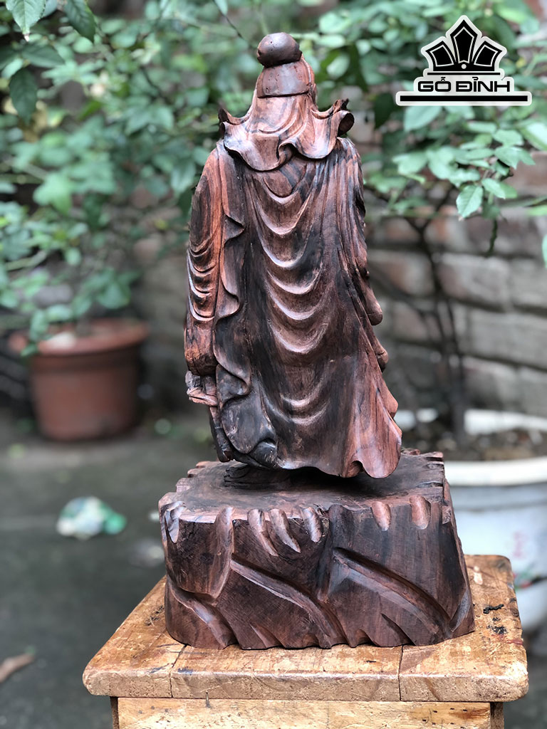 Tượng Quan Công Gỗ Trắc Cao 41 Ngang 21 Sâu 17 (cm)