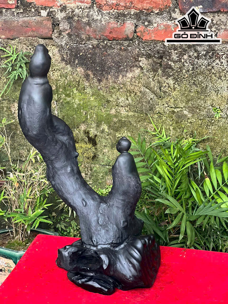 Tượng Phật Bà Quan Âm Gỗ Mun Sừng Cao 52 Ngang 25 Sâu 20 (cm)