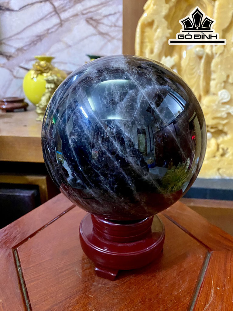 Bi Cầu Đá Thạch Anh Đen Đường Kính Hạt 13,5 (cm) 3,51kg